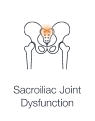 Illustration highlighting sacroiliac joint indicating pain and inflammation leading to its dysfunction.